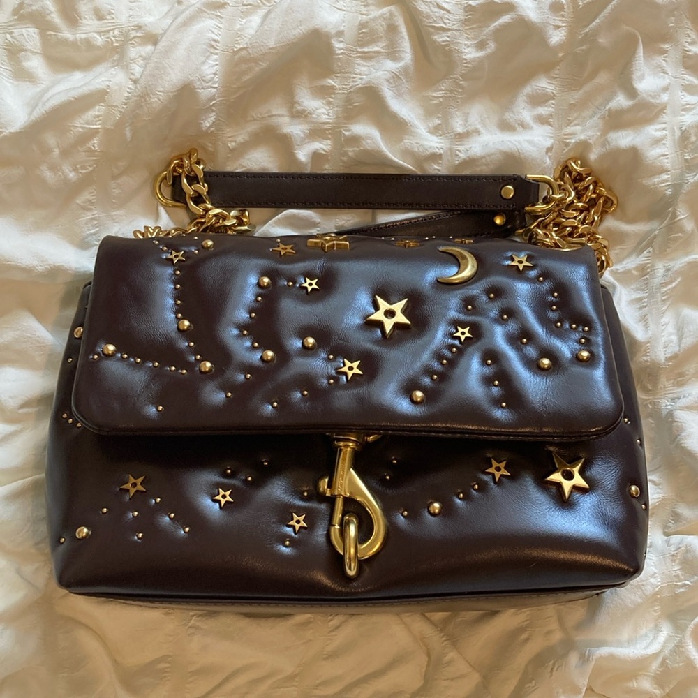 Rebecca Minkoff Edie Crossbody Handbag Bag Celestial Moon Stars Gold Hardware